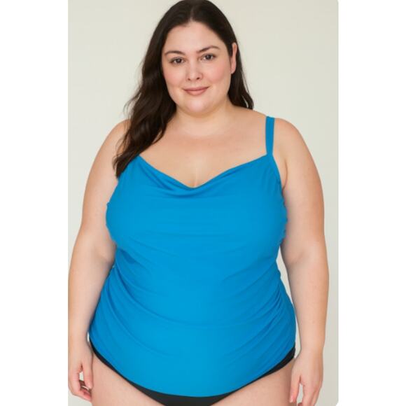 MIRACLESUIT SZ 22W Slimming Swimsuit Tankini Top Plus Size Aqua Style C80239W - Picture 1 of 5